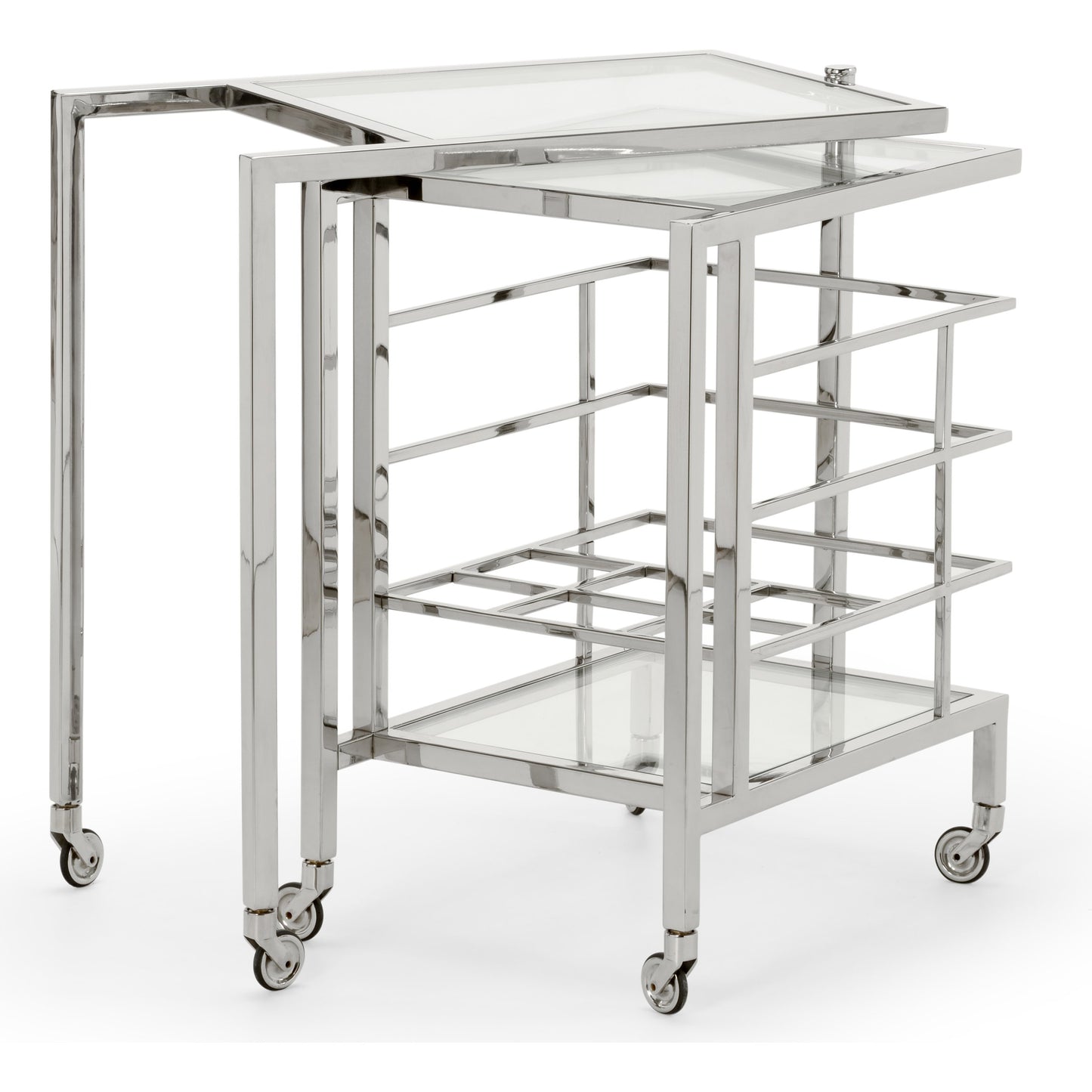 003 SR-837011 | Additional Silo | Rankin Bar Cart by Chelsea House in polished nickel, clear. Made from metal, glass in a modern style.