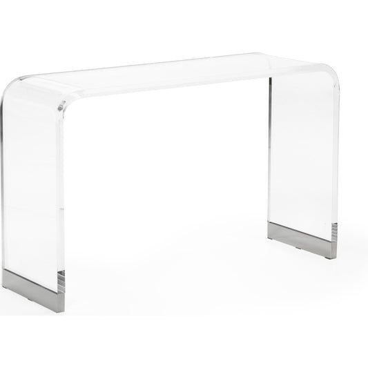 Waterfall Acrylic Console by Chelsea House in clear, nickel. Made from acrylic, metal in a modern style.