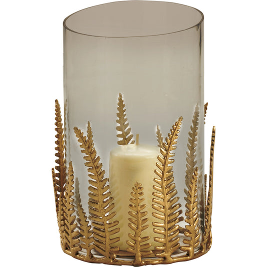 Fern Hurricane by Chelsea House in gold, clear. Made from aluminum/glass in a modern style.