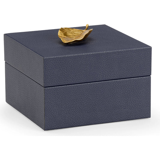 Leaf Box by Chelsea House in blue, gold. Made from leatherette/composite in a modern style.