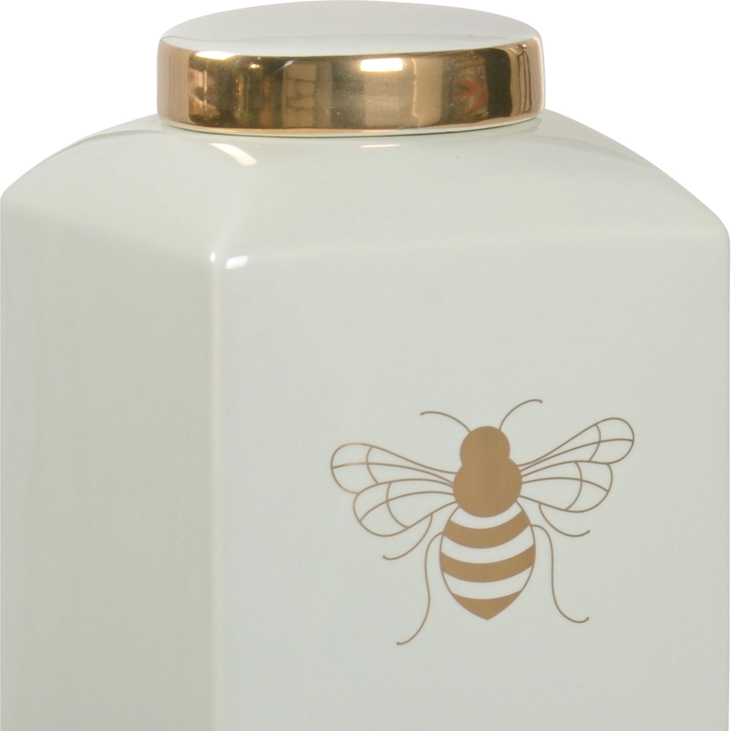 026 SI-2105299 | Closeup | Bee Kind Ginger Jar by Chelsea House in mint glaze, metallic gold. Made from unique in a modern style.