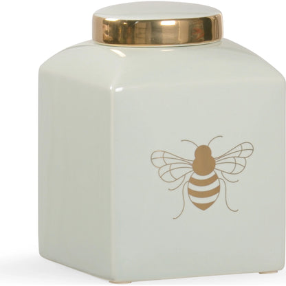 Bee Kind Ginger Jar by Chelsea House in mint glaze, metallic gold. Made from unique in a modern style.