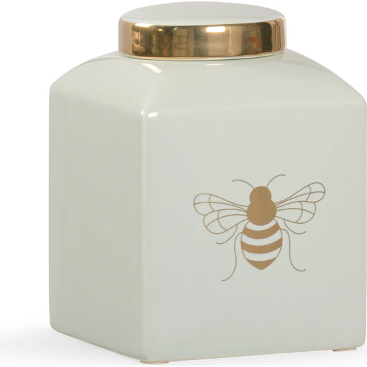 Bee Kind Ginger Jar by Chelsea House in mint glaze, metallic gold. Made from unique in a modern style.