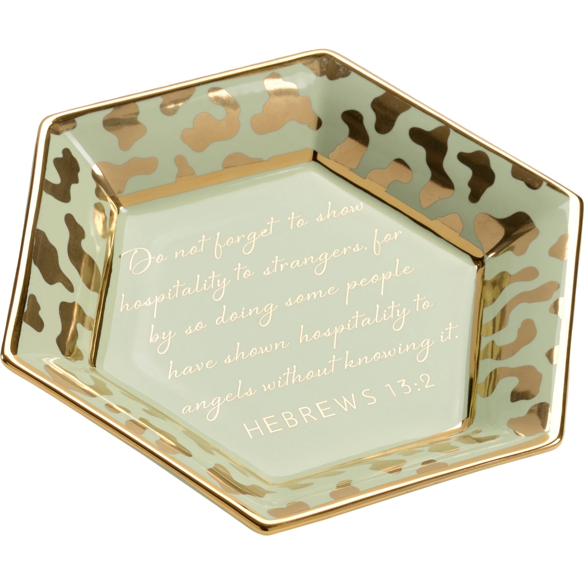 Honeycomb Jungle Verse Plate by Chelsea House in white glaze, metallic gold. Made from ceramic in a modern style.