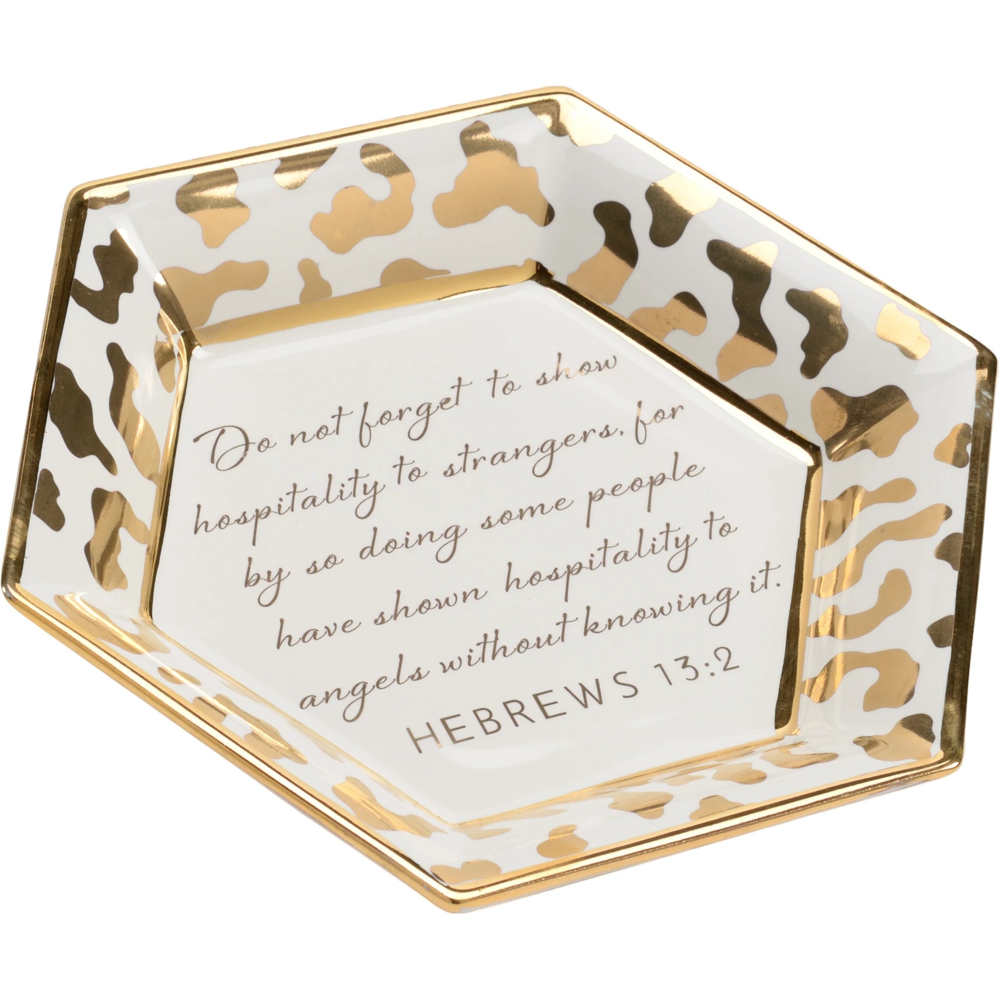Honeycomb Jungle Verse Plate by Chelsea House in white, gold. Made from ceramic in a modern style.