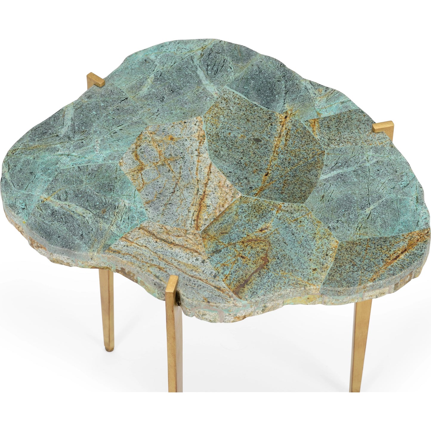 002 SI-2105335 | Additional Silo | Philippine Malachite Table by Chelsea House in antique gold, natural green. Made from wrought iron/malachite veneer/wood in a modern style.