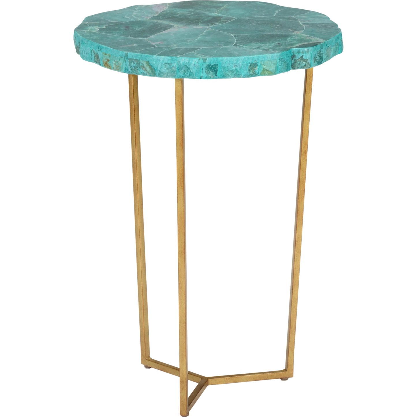 001 SI-2105336 | Primary Silo | Jade Accent Table by Chelsea House in green, gold. Made from wrought iron/jade veneer/wood in a modern style.