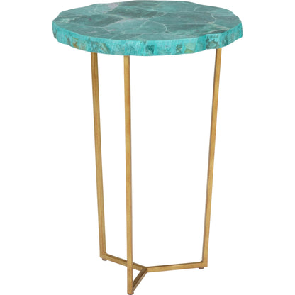 Jade Accent Table by Chelsea House in green, gold. Made from wrought iron/jade veneer/wood in a modern style.