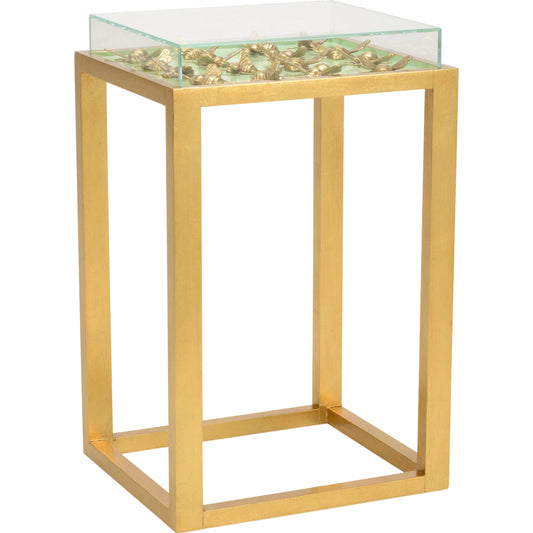 Flutter Side Table by Chelsea House. Made from glass/brass in a modern style.