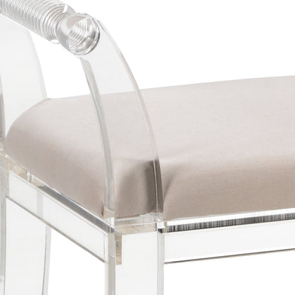 Neoclassic Acrylic Bench by Chelsea House in clear, taupe. Made from acrylic/muslin in a modern style.