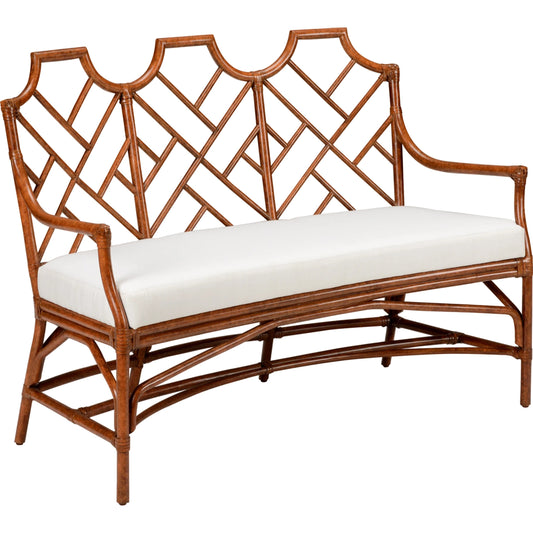 Godwin Bench by Chelsea House. Made from rattan/muslin in a modern style.
