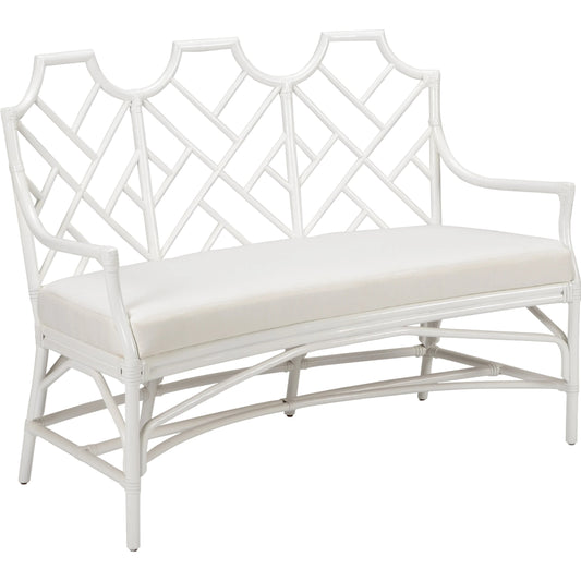 Godwin Bench by Chelsea House. Made from rattan/muslin in a modern style.
