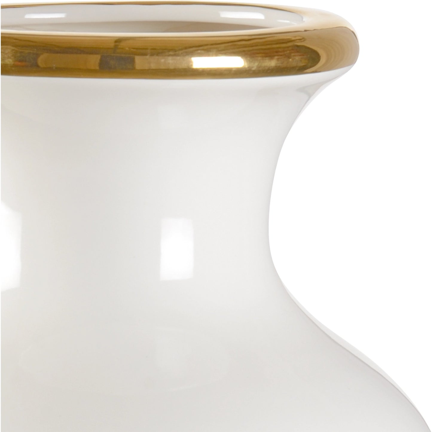 002 SI-2105352 | Closeup | Audrey Vase by Chelsea House in white glaze, metallic gold. Made from unique in a modern style.