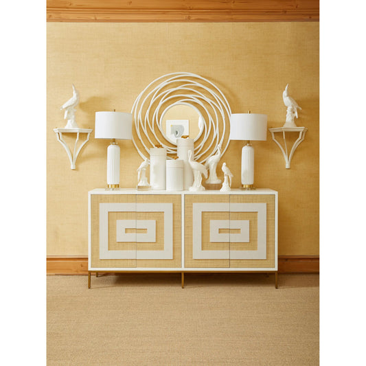 Swirl Mirror by Chelsea House in white, lacquer, clear, plain. Made from rattan/mirror in a modern style.