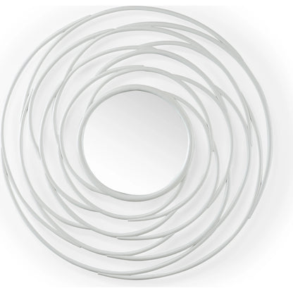 Swirl Mirror by Chelsea House in white, lacquer, clear, plain. Made from rattan/mirror in a modern style.