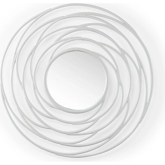 Swirl Mirror by Chelsea House in white. Made from rattan/mirror in a modern style.