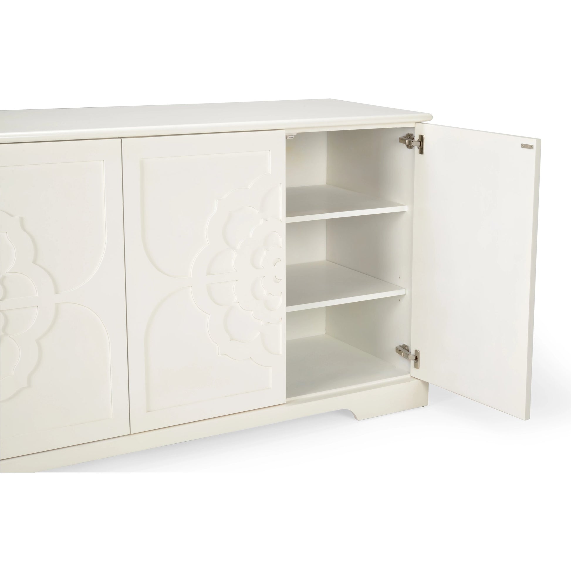 Dickinson Buffet by Chelsea House in white. Made from wood in a modern style.