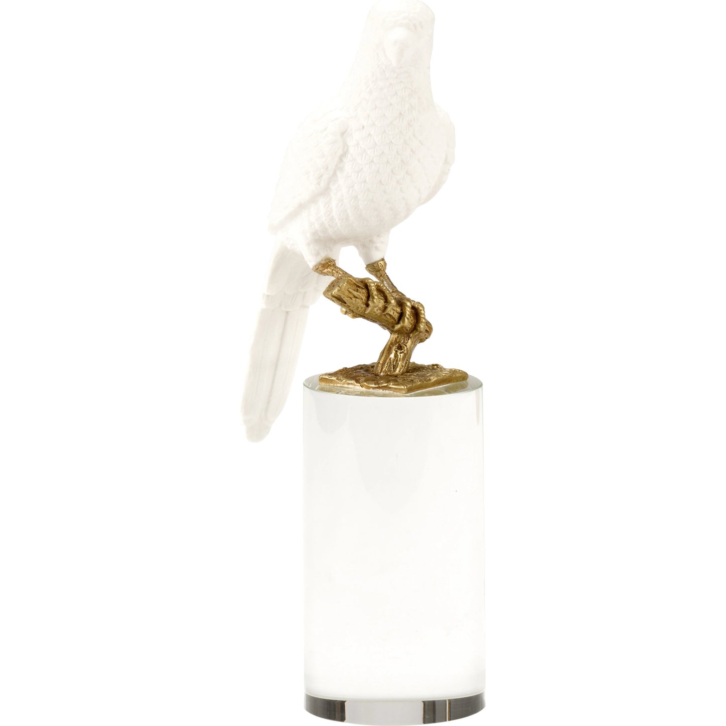 002 SI-2105380 | Primary Silo | Parrot on Crystal by Chelsea House in matte white, antique brass, clear. Made from ceramic/iron in a modern style.