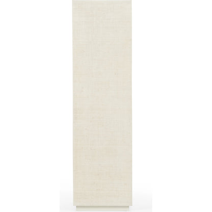 Raffia Pedestal by Chelsea House in white lacquer. Made from raffia on wood in a modern style.