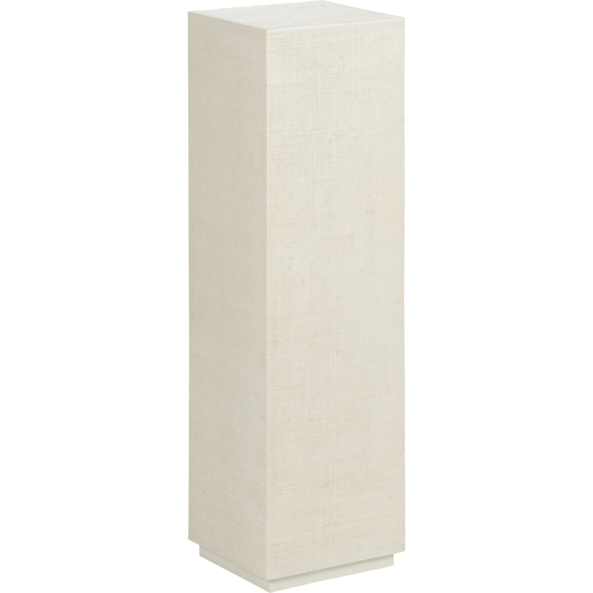 Raffia Pedestal by Chelsea House in white lacquer. Made from raffia on wood in a modern style.