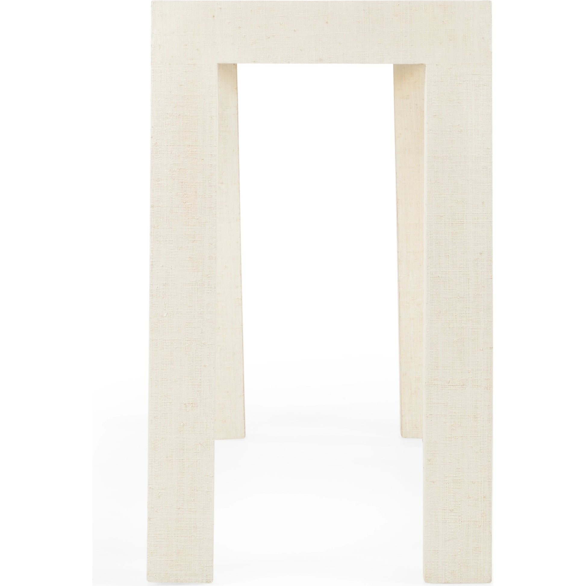 Sanibel Console Table by Chelsea House in white lacquer. Made from raffia on wood in a modern style.