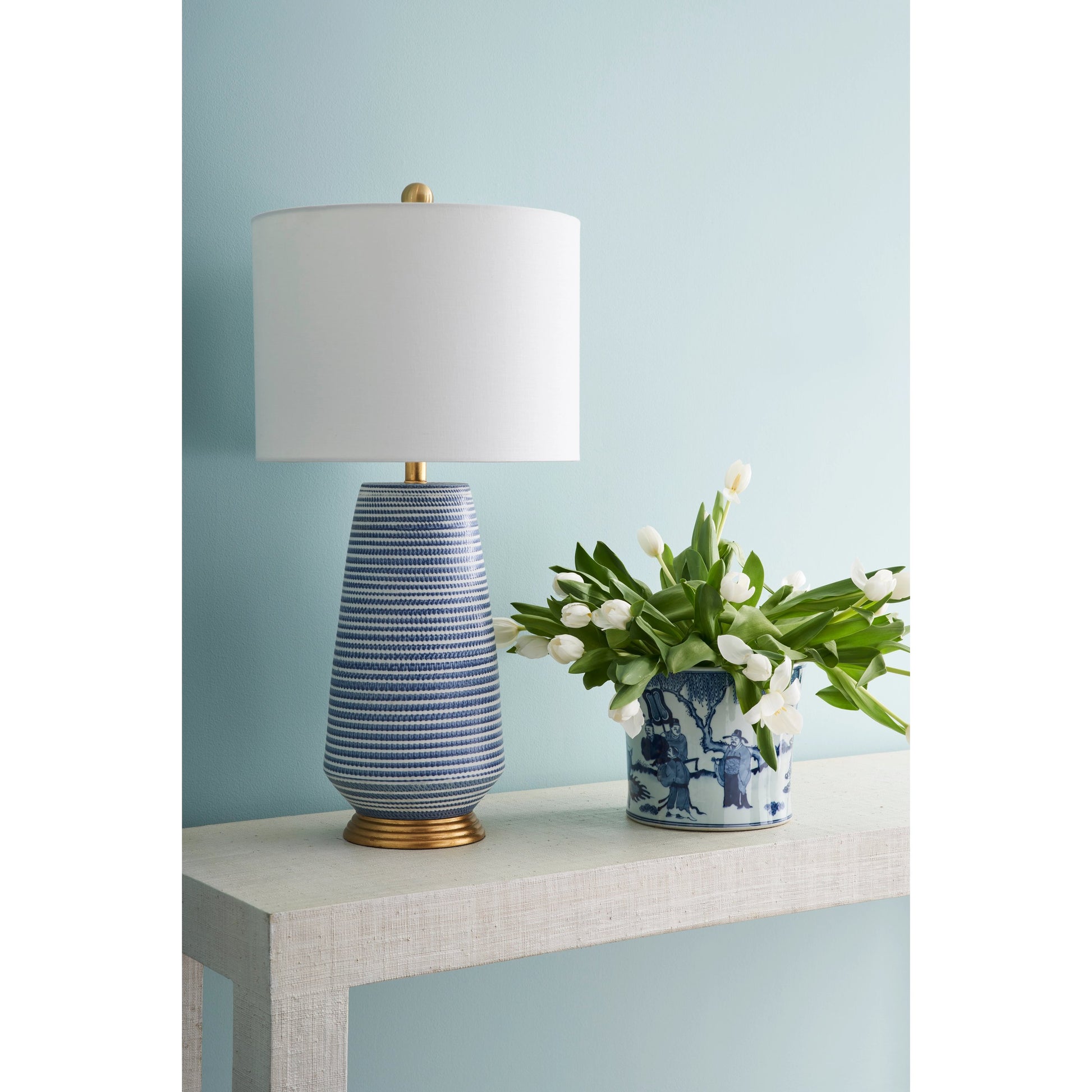 Sanibel Console Table by Chelsea House in white lacquer. Made from raffia on wood in a modern style.