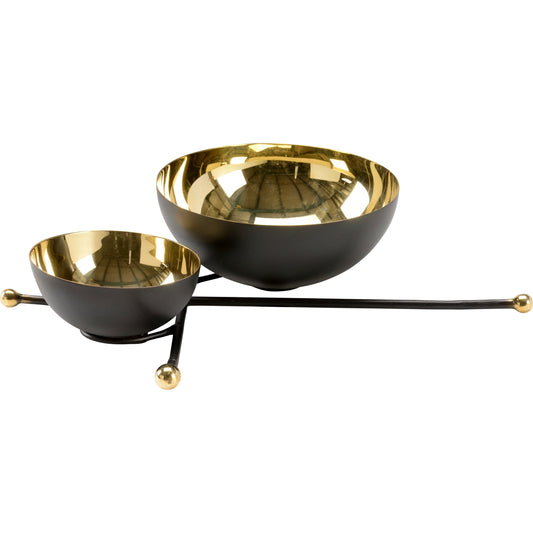 Double Cluster Bowls by Chelsea House in polished, black lacquered. Made from brass in a modern style.