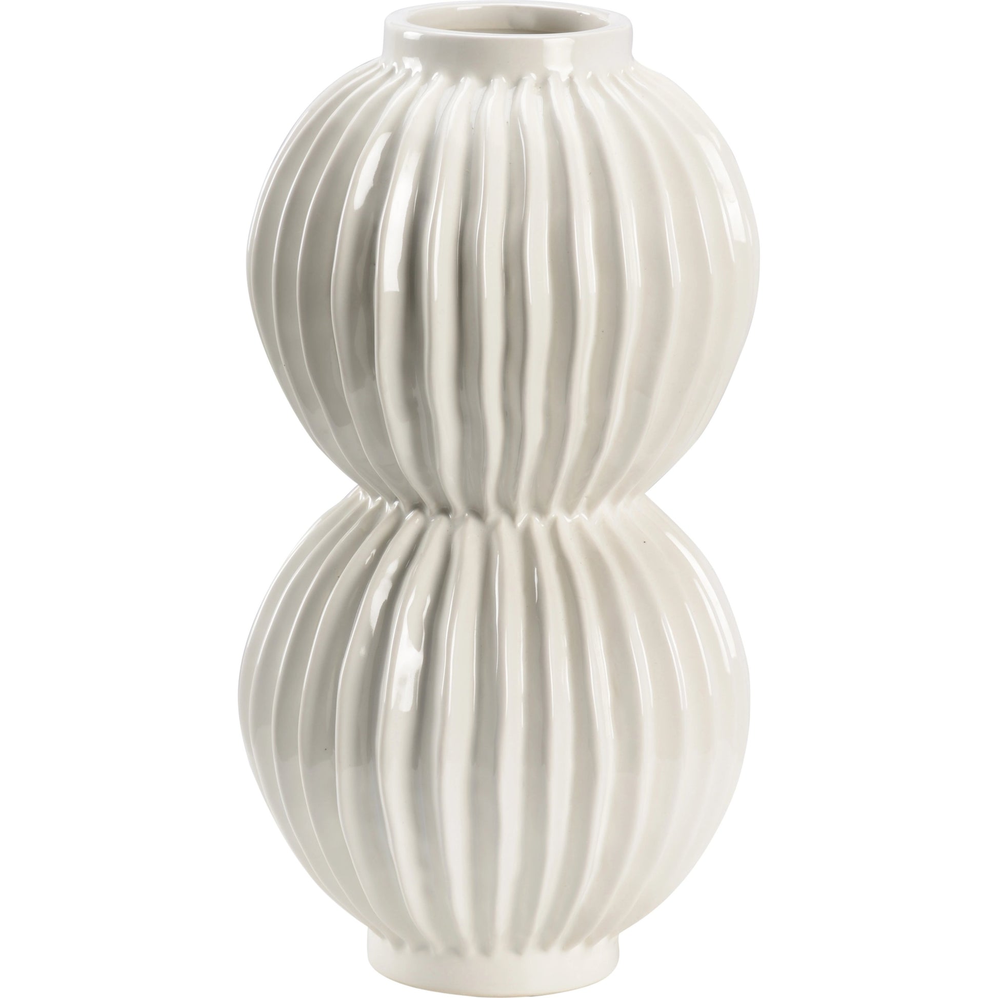 Organic Disc Vase by Chelsea House in white glaze. Made from ceramic in a modern style.