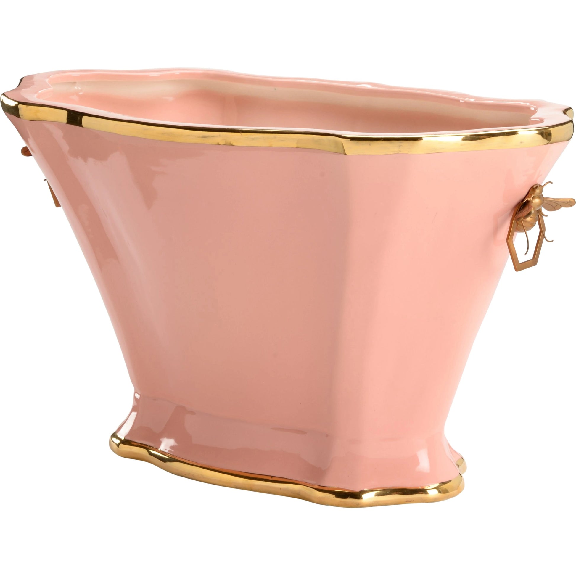 Susan Planter by Chelsea House in white, metallic gold. Made from ceramic/brass in a modern style.