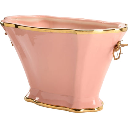 Susan Planter by Chelsea House in white, metallic gold. Made from ceramic/brass in a modern style.