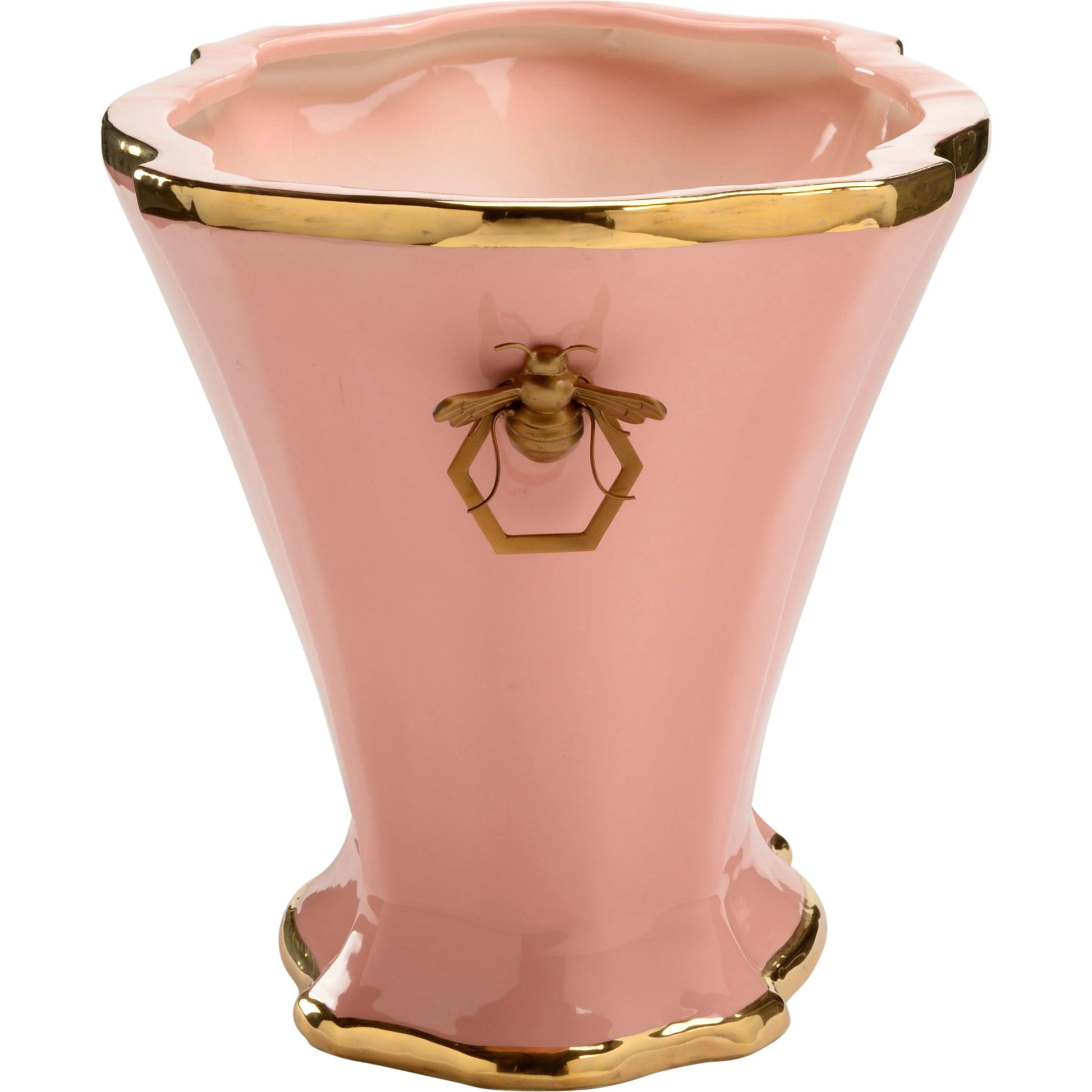 Susan Planter by Chelsea House in white, metallic gold. Made from ceramic/brass in a modern style.