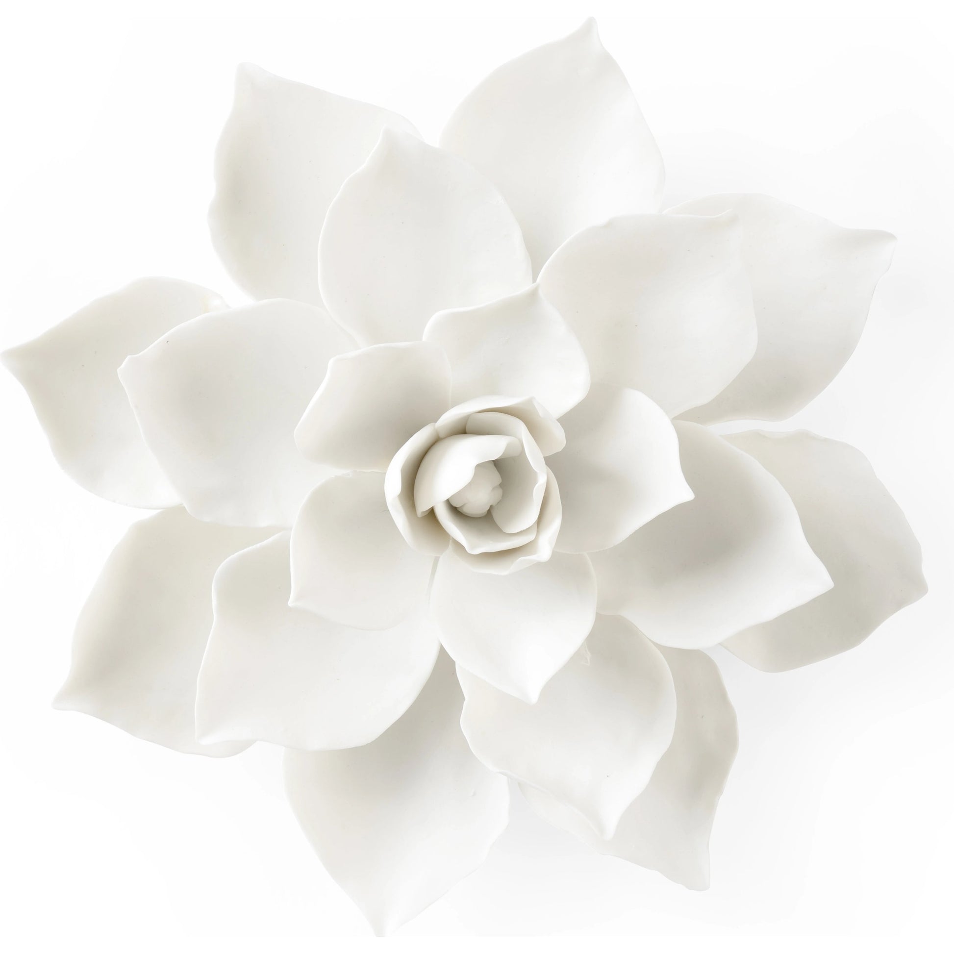 Magnolia Wall Flower by Chelsea House in matte white. Made from ceramic in a modern style.