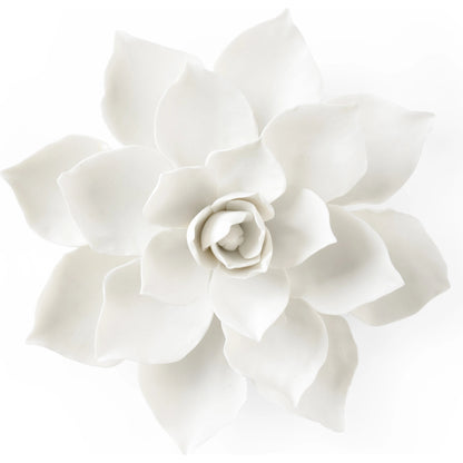 Magnolia Wall Flower by Chelsea House in matte white. Made from ceramic in a modern style.