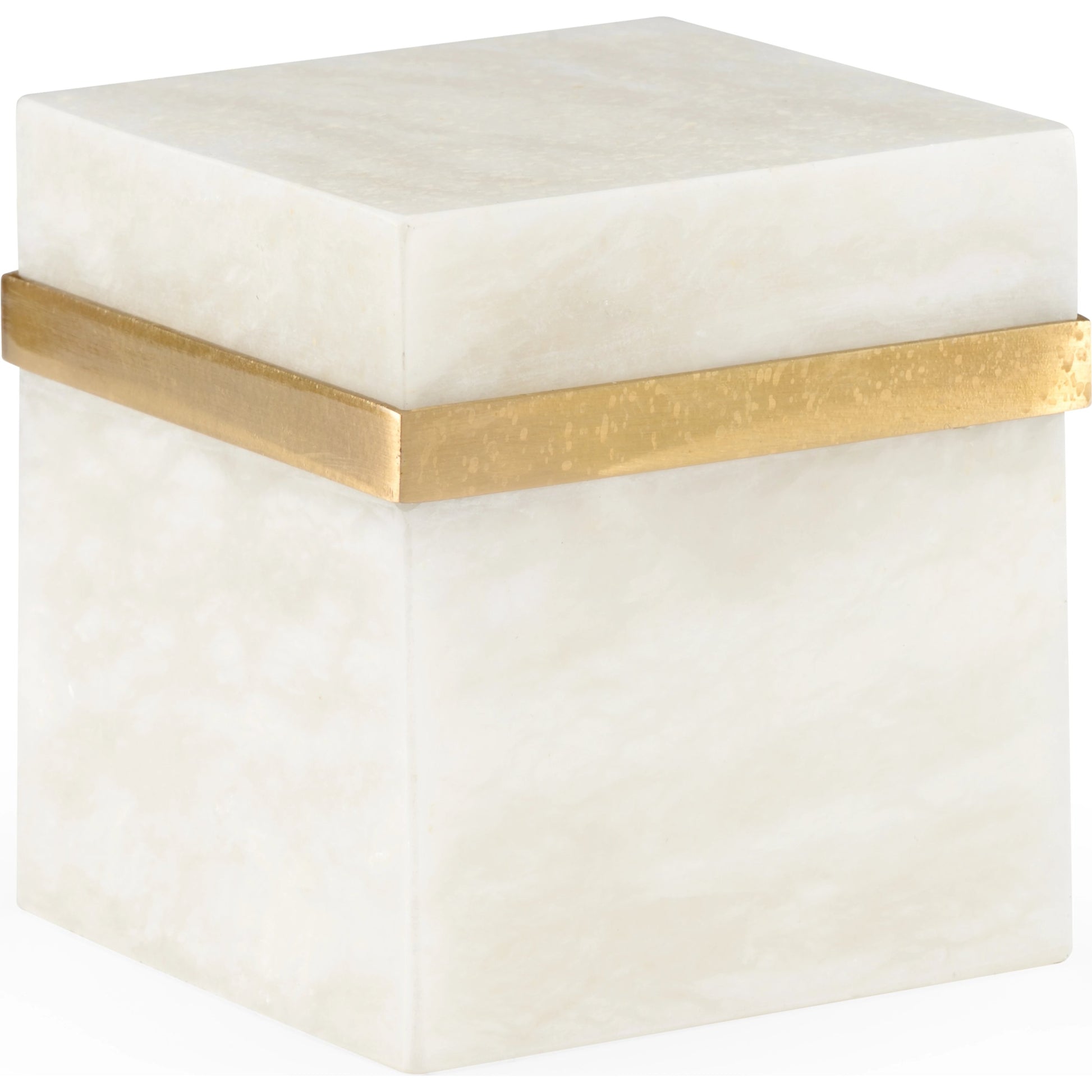 Marble Jewel Box by Chelsea House in natural white, antique. Made from marble/brass in a modern style.