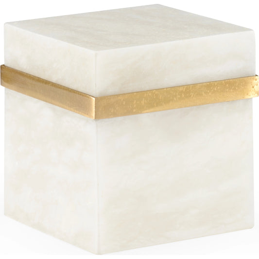Marble Jewel Box by Chelsea House in white, gold. Made from marble/brass in a modern style.