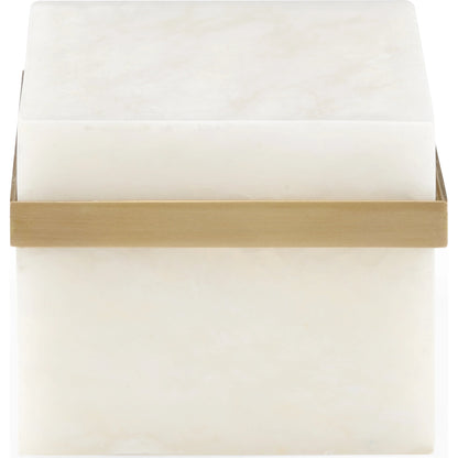 Marble Jewel Box by Chelsea House in natural white, antique. Made from marble/brass in a modern style.
