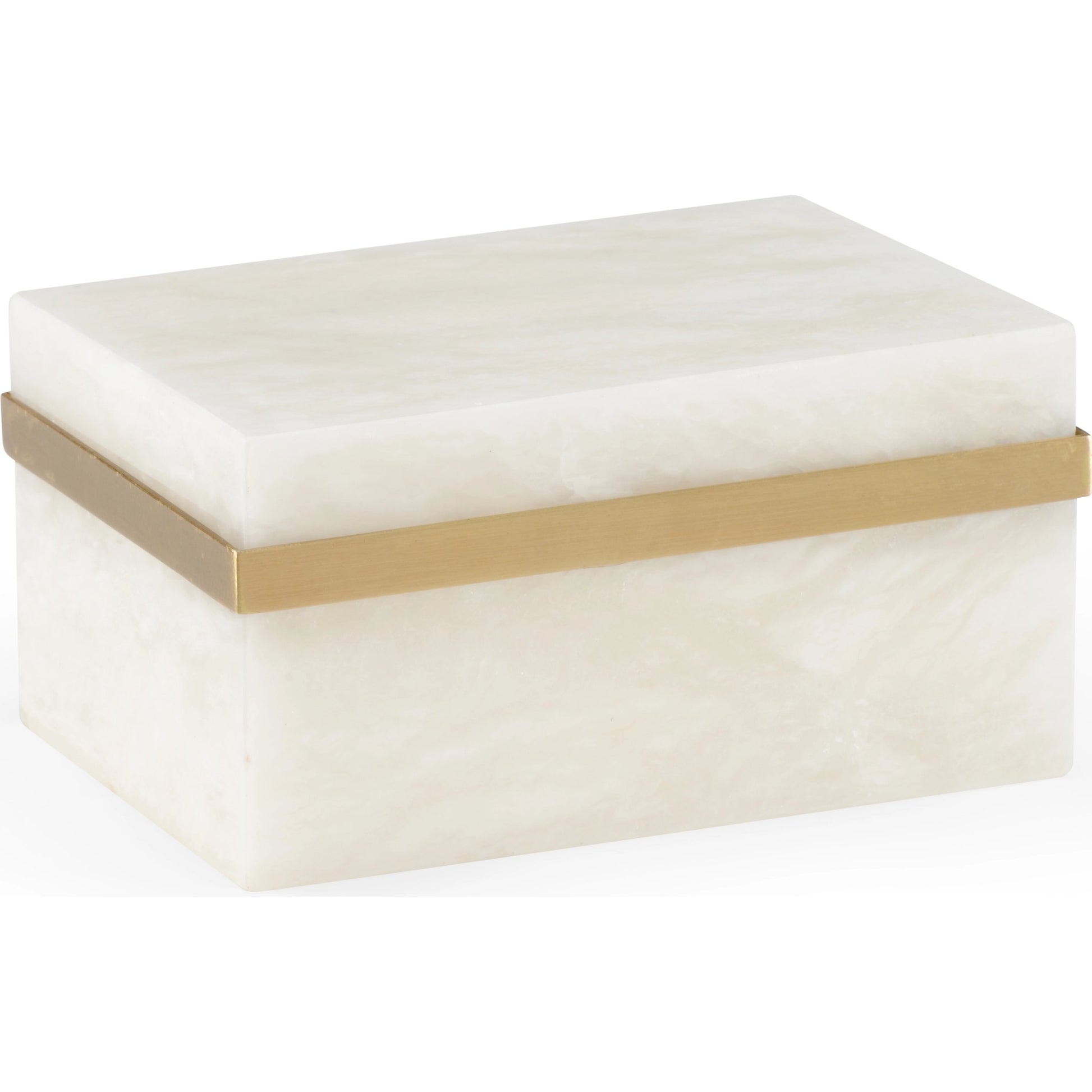 Marble Jewel Box by Chelsea House in natural white, antique. Made from marble/brass in a modern style.