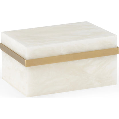 Marble Jewel Box by Chelsea House in natural white, antique. Made from marble/brass in a modern style.