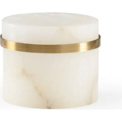 Marble Jewel Box by Chelsea House in natural white, antique. Made from marble/brass in a modern style.