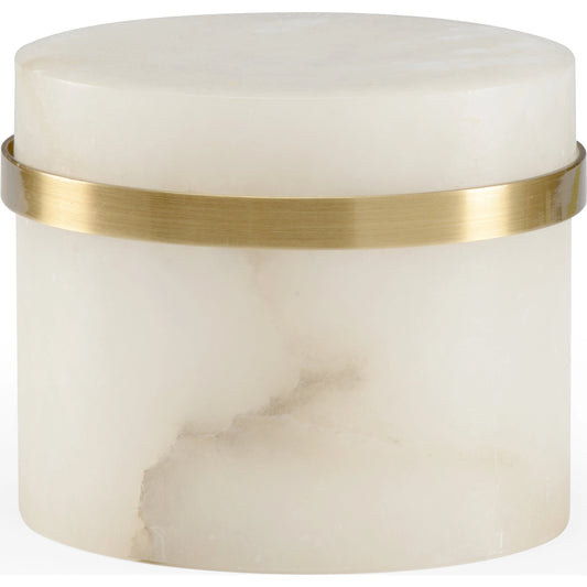 Marble Jewel Box by Chelsea House in white, gold. Made from marble/brass in a modern style.