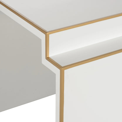 Chatsworth Side Table by Chelsea House in white, metallic gold. Made from wood in a modern style.