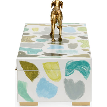Pointer Box by Chelsea House in hand painted, antique gold. Made from wood/composite in a modern style.