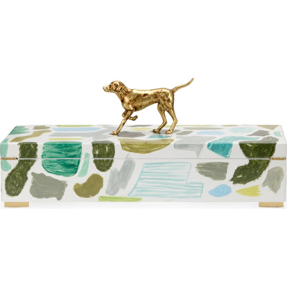 Pointer Box by Chelsea House in hand painted, antique gold. Made from wood/composite in a modern style.