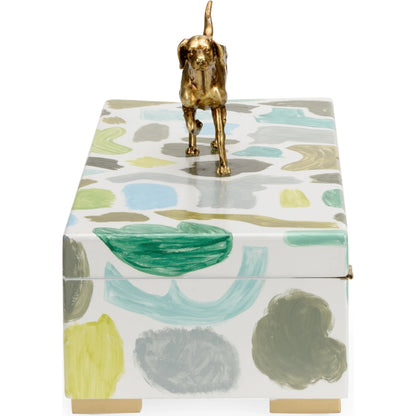 Pointer Box by Chelsea House in hand painted, antique gold. Made from wood/composite in a modern style.