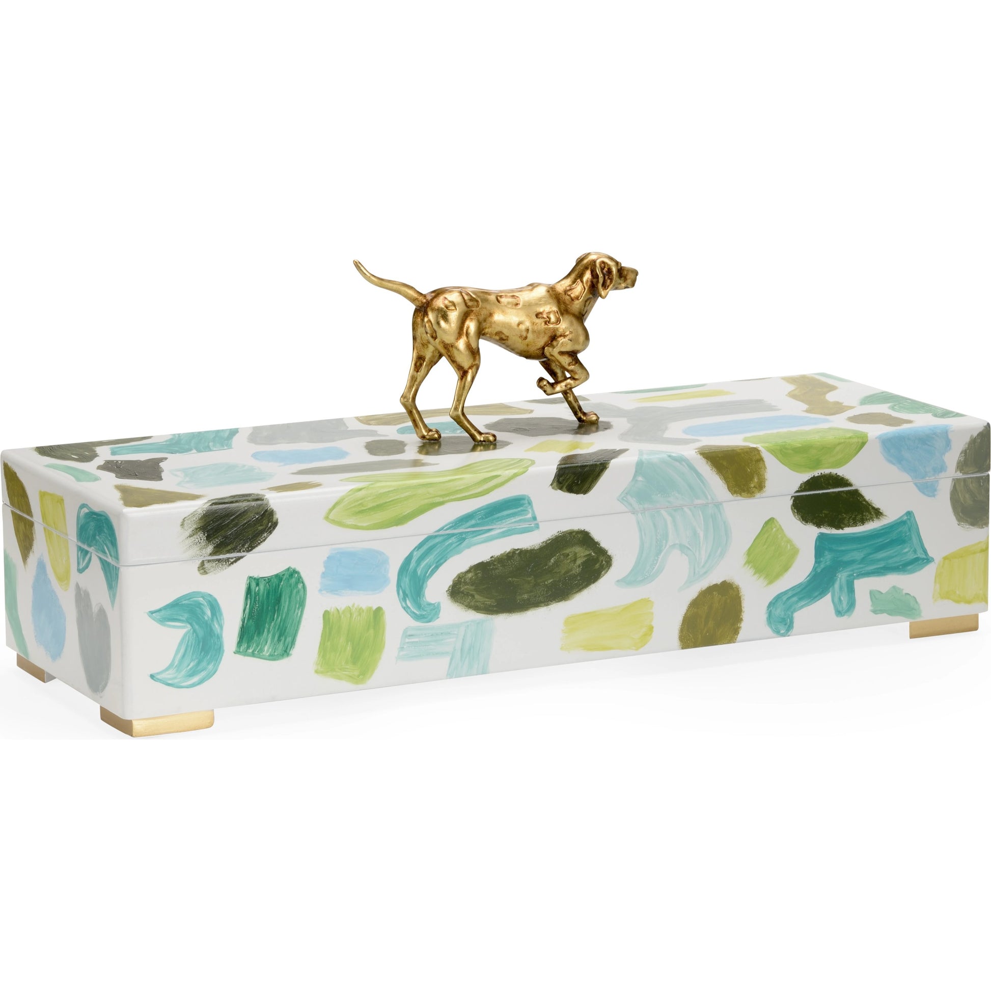 Pointer Box by Chelsea House in hand painted, antique gold. Made from wood/composite in a modern style.