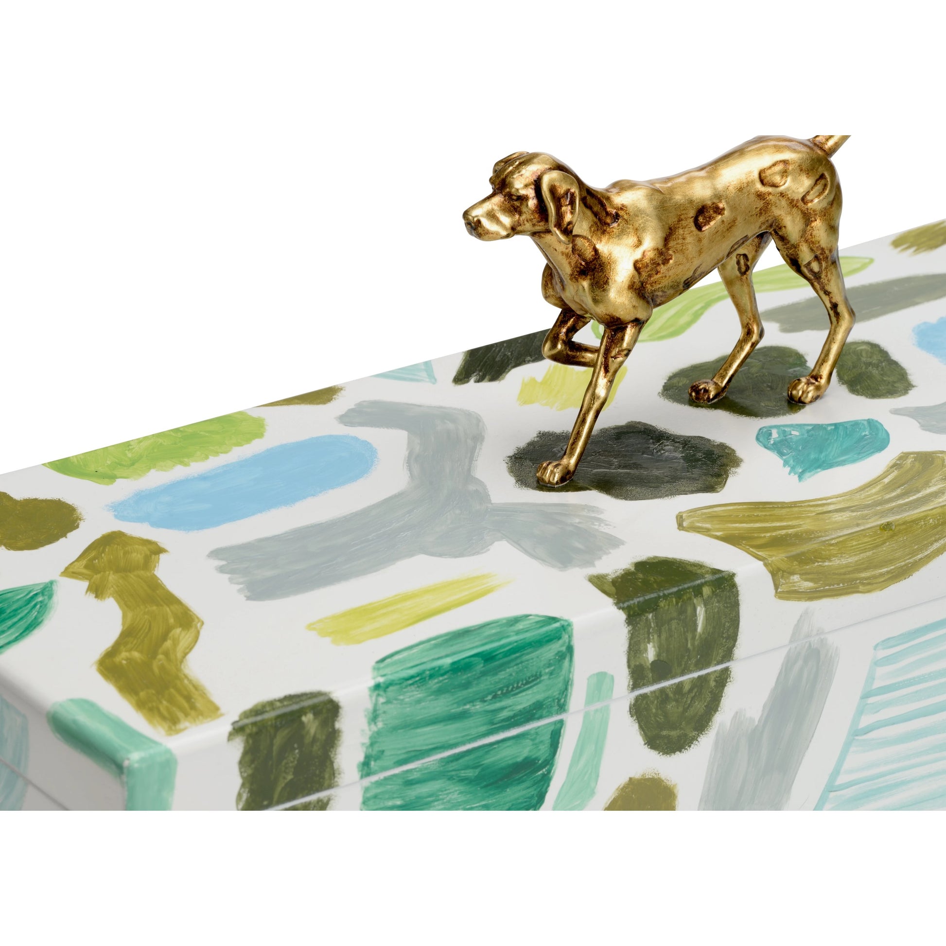 Pointer Box by Chelsea House in hand painted, antique gold. Made from wood/composite in a modern style.