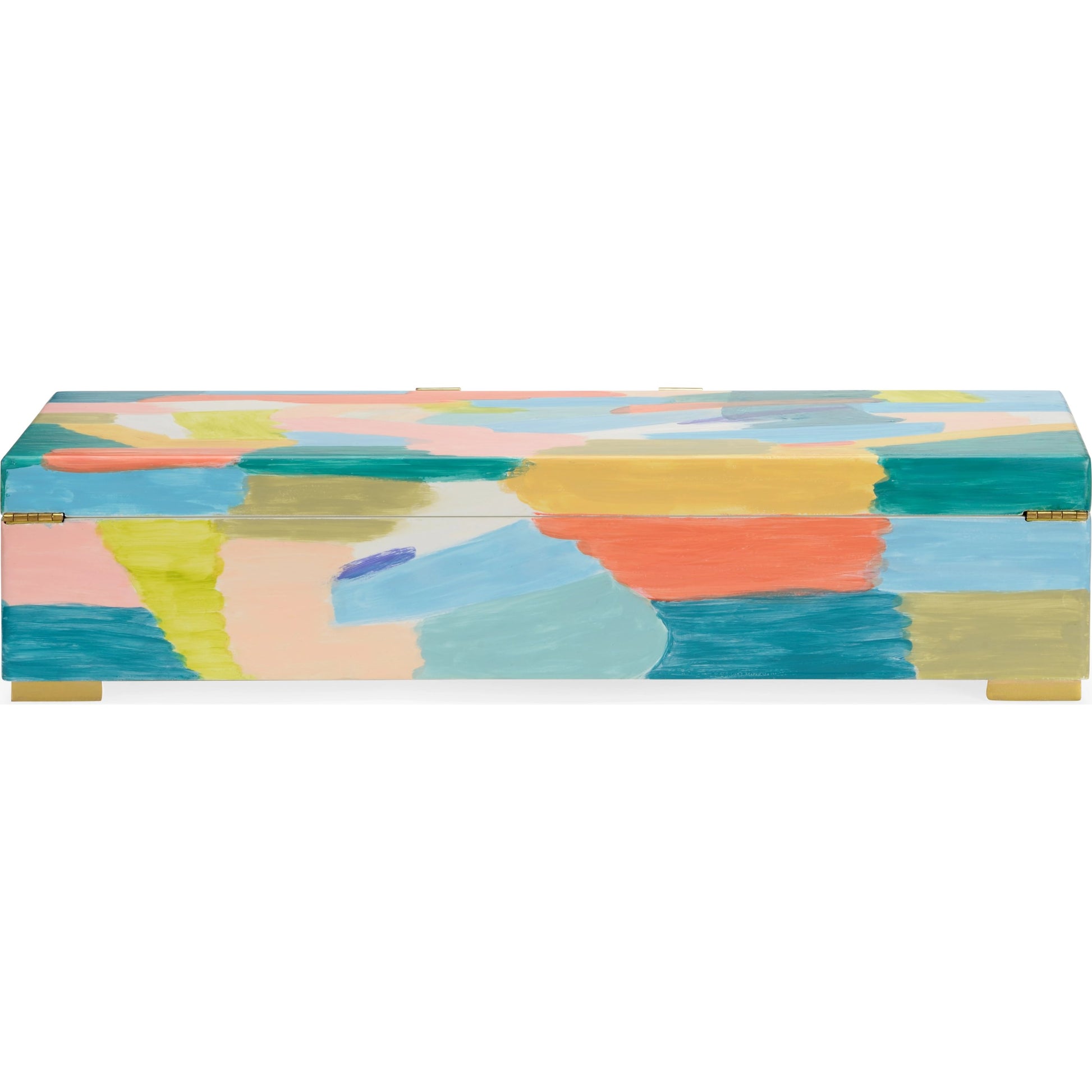 Multicolor Box by Chelsea House in hand painted, clear, polished. Made from wood/acrylic/brass in a modern style.