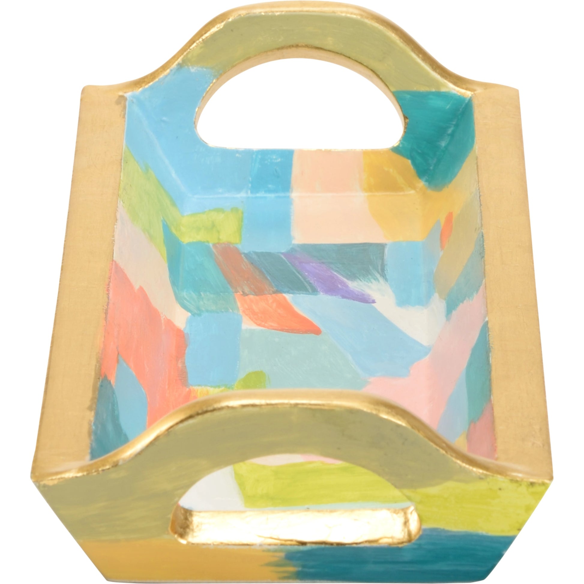 Rosie Tray by Chelsea House in hand painted, antique gold leaf. Made from wood in a modern style.