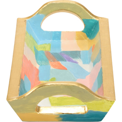 Rosie Tray by Chelsea House in hand painted, antique gold leaf. Made from wood in a modern style.