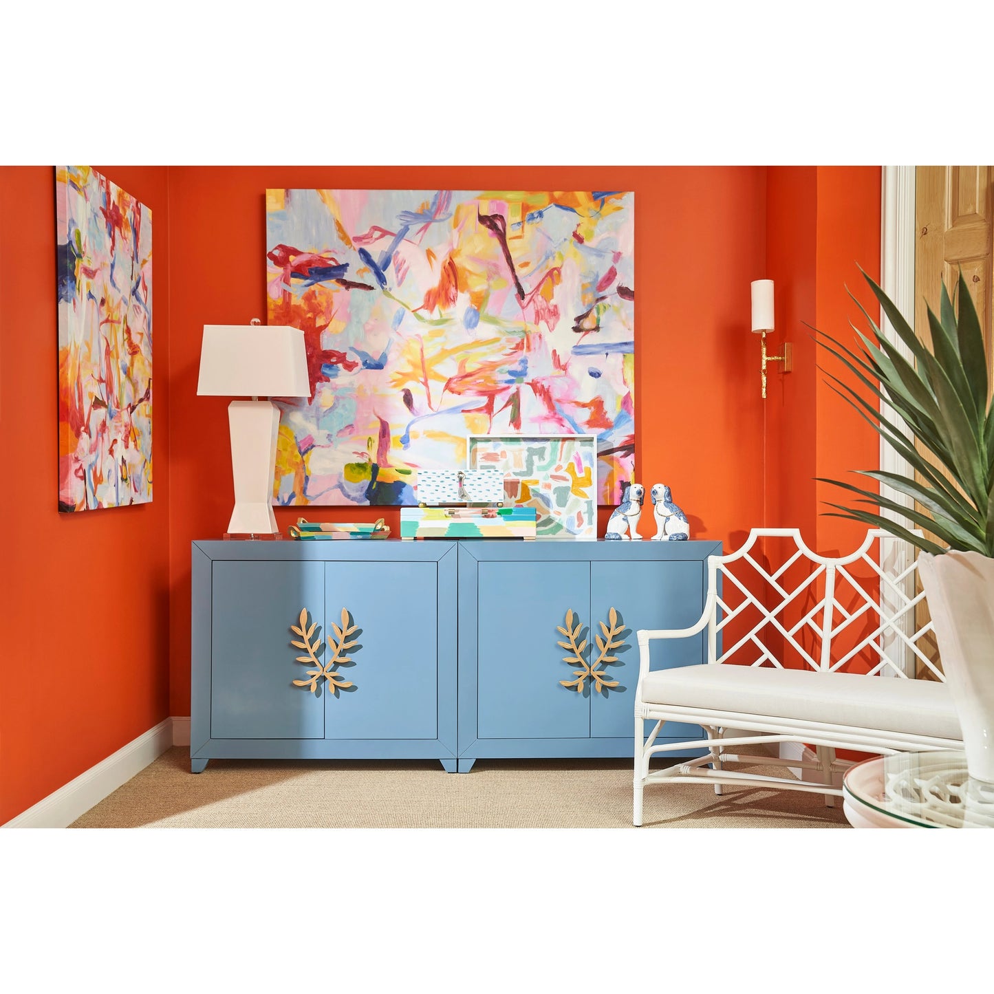 007 SI-2105444 | Lifestyle | Rosie Tray by Chelsea House in hand painted, antique gold leaf. Made from wood in a modern style.